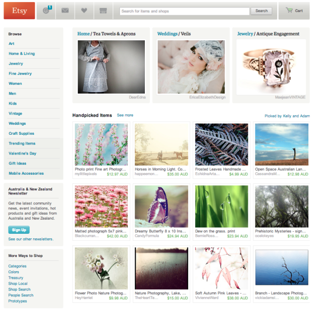 Etsy Front Page feature